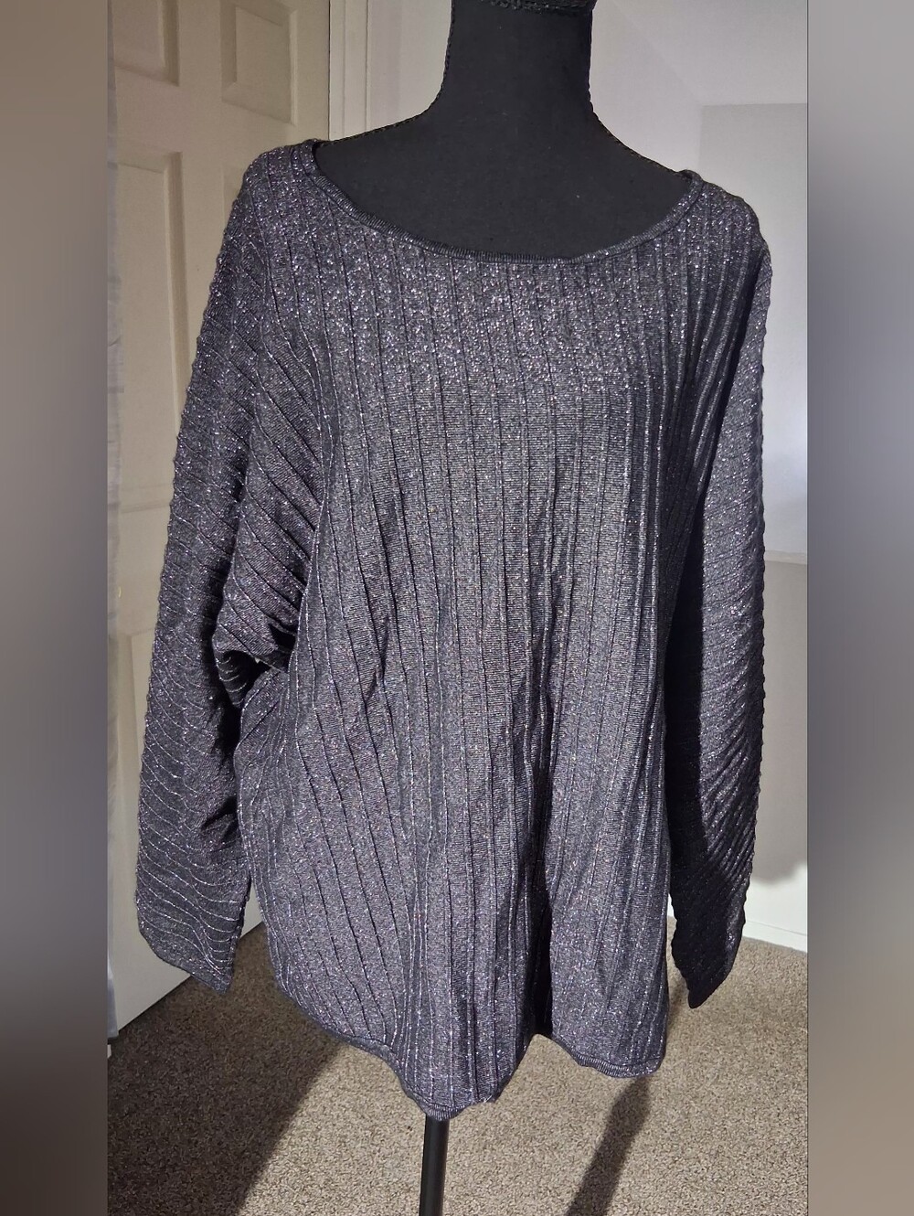 Metallic Knit Black Women’s Sweater